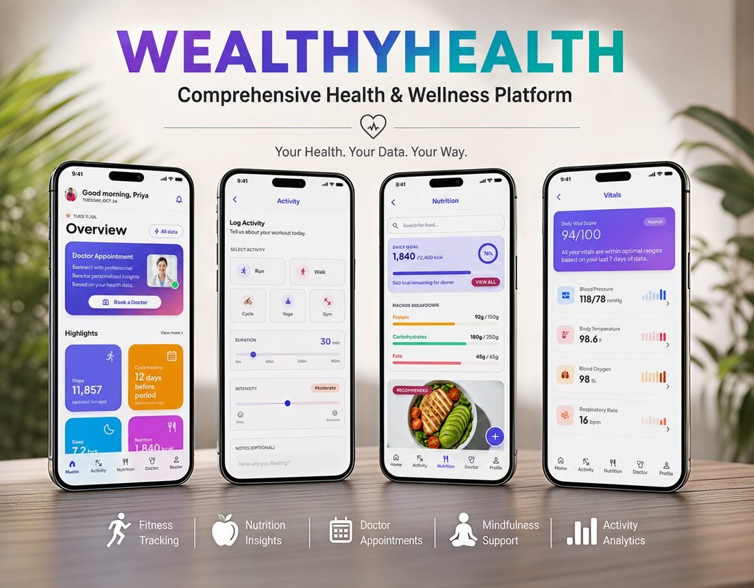 Wealthy Health app mockup